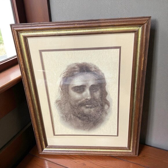 Fern Beckham Compassionate Christ Vintage Framed Print Religious Art 19x15 - Picture 1 of 6
